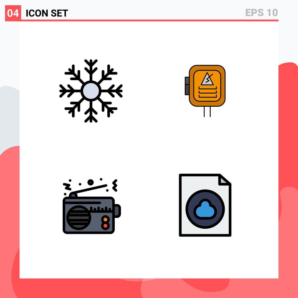 Universal Icon Symbols Group of 4 Modern Filledline Flat Colors of cold radio weather energy device Editable Vector Design Elements