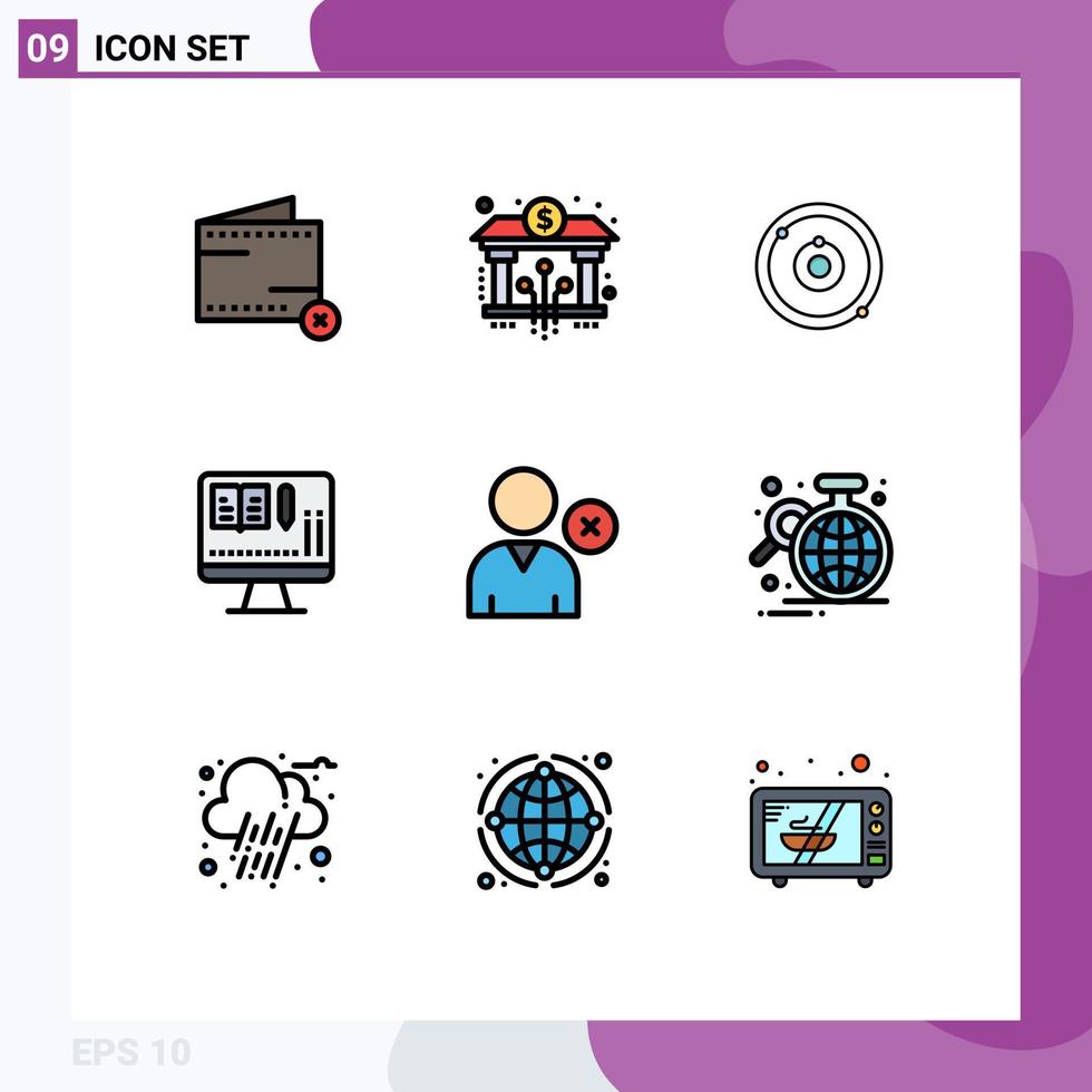 9 Filledline Flat Color concept for Websites Mobile and Apps man education digital book learning Editable Vector Design Elements
