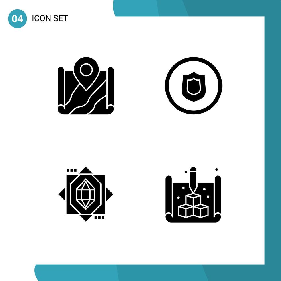 Mobile Interface Solid Glyph Set of Pictograms of map core google badge design Editable Vector Design Elements