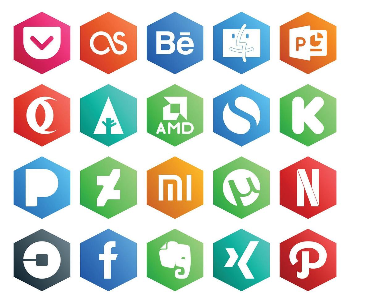 20 Social Media Icon Pack Including driver uber simple netflix xiaomi vector