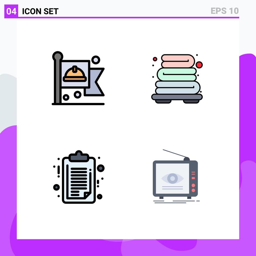 4 Universal Filledline Flat Colors Set for Web and Mobile Applications communist report labour towel ad Editable Vector Design Elements