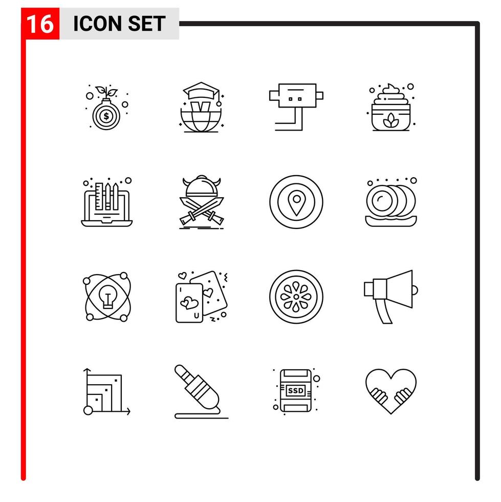 Set of 16 Vector Outlines on Grid for pencil drawing protect device lotus Editable Vector Design Elements