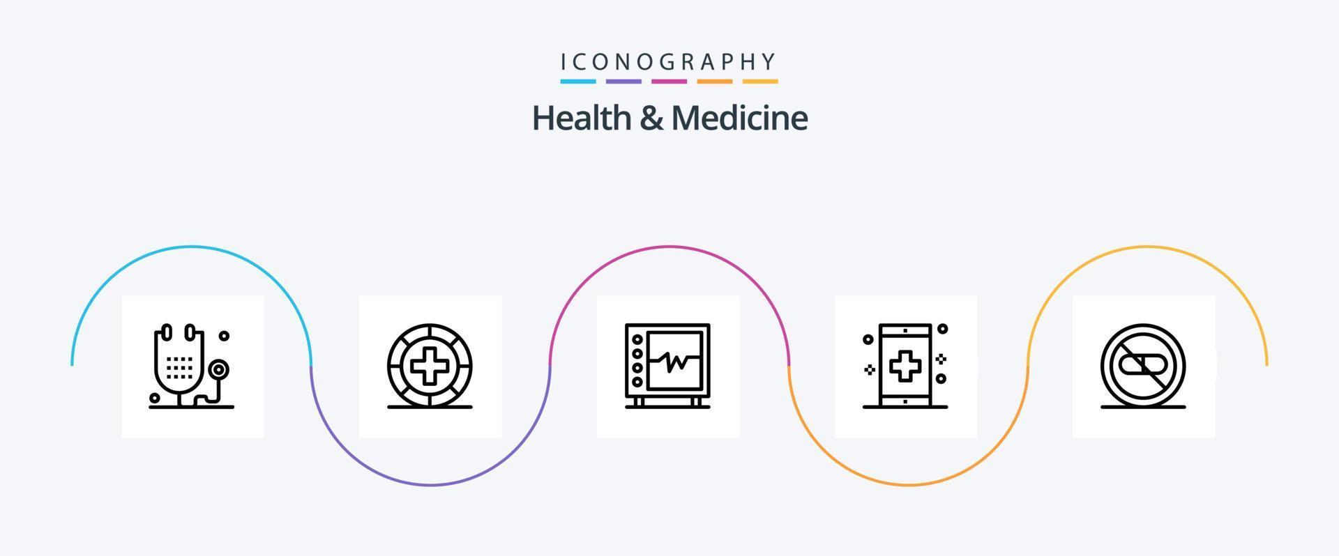 Health and Medicine Line 5 Icon Pack Including health. care. medical. health. fitness vector