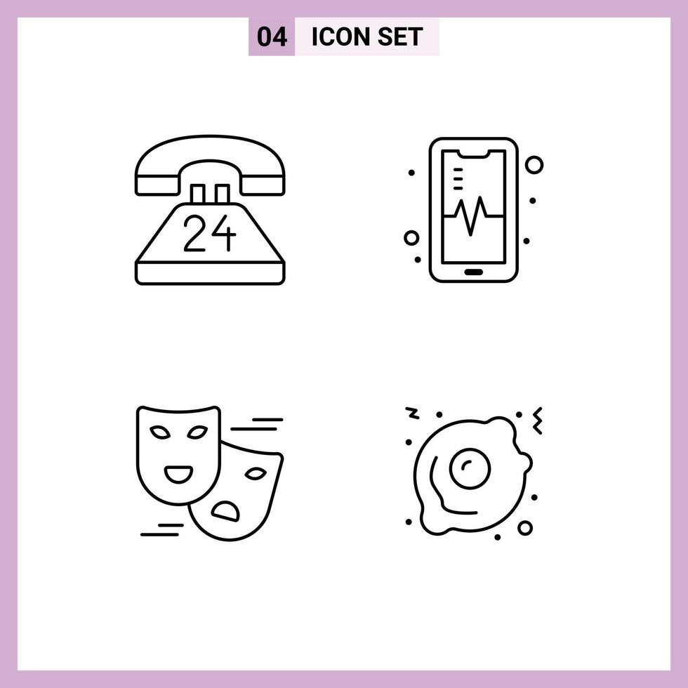 Universal Icon Symbols Group of 4 Modern Filledline Flat Colors of anytime comedy contact mobil masks Editable Vector Design Elements