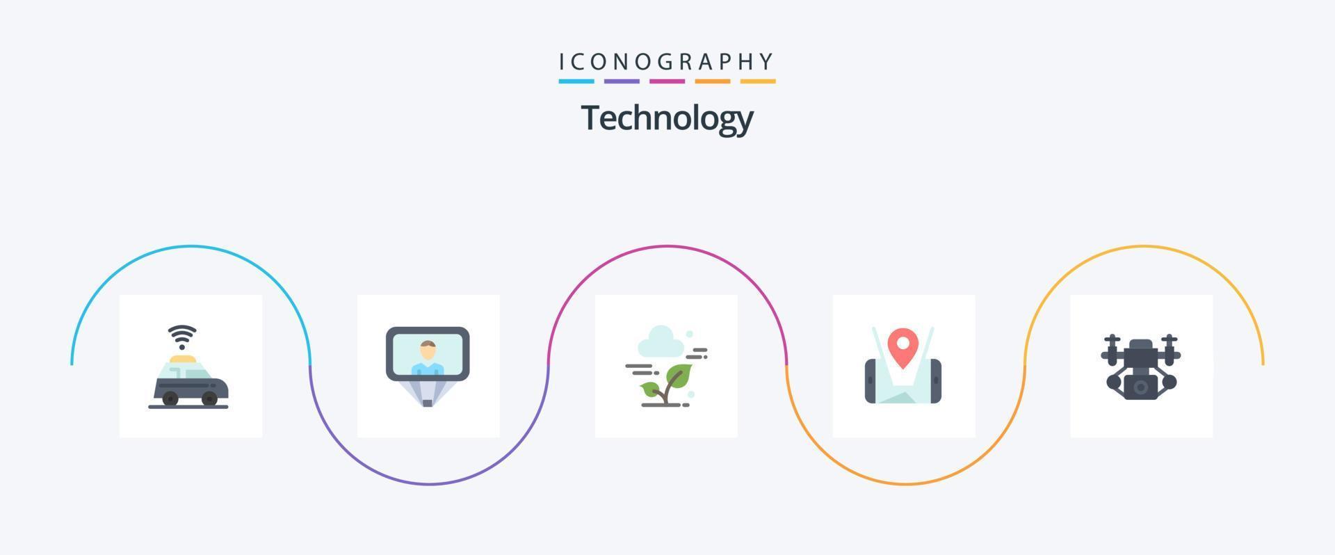 Technology Flat 5 Icon Pack Including technology. action. cloud. technology. mobile vector