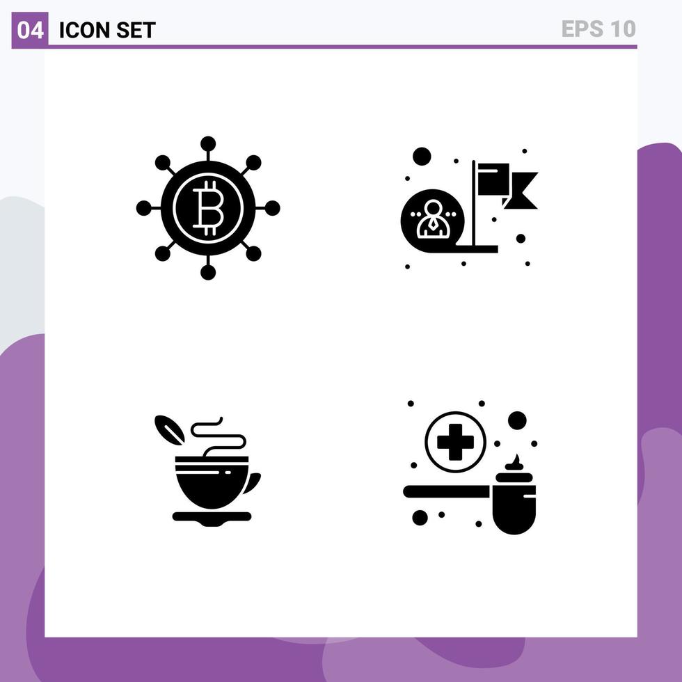 Pictogram Set of Simple Solid Glyphs of bitcoin hot employee target cure Editable Vector Design Elements