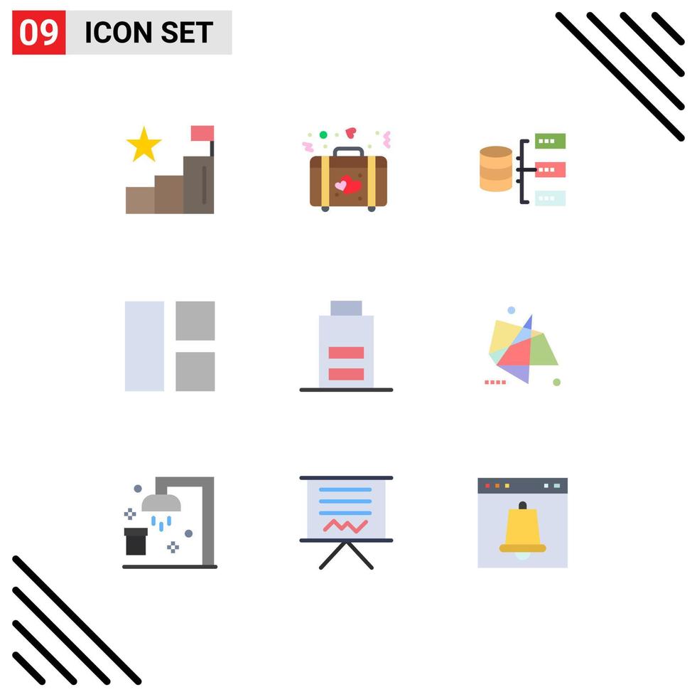 Pack of 9 creative Flat Colors of interface layout data image collage Editable Vector Design Elements