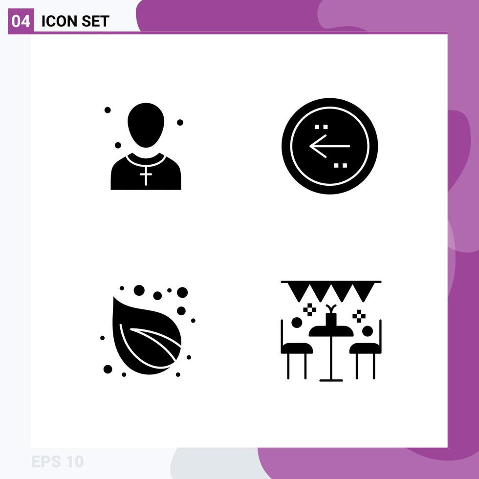 User Interface Pack of Basic Solid Glyphs of christian left man back leaf Editable Vector Design Elements