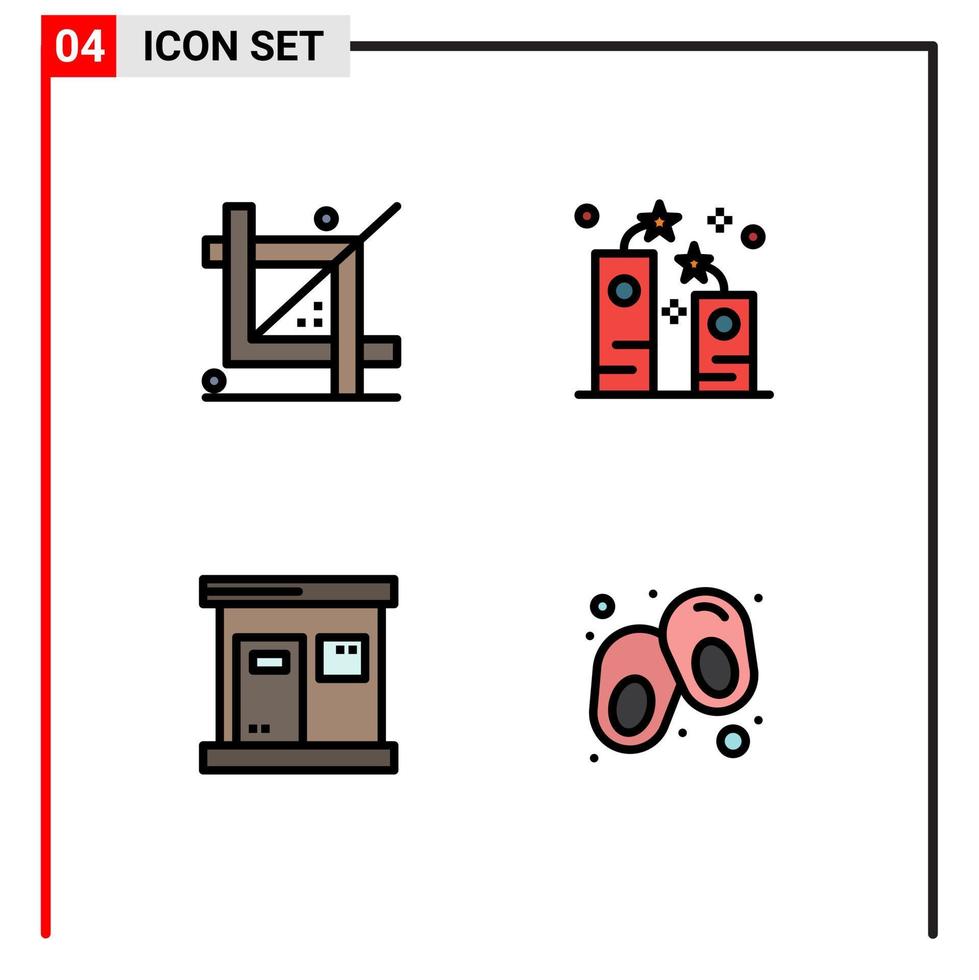 Universal Icon Symbols Group of 4 Modern Filledline Flat Colors of coding party development firecracker sauna Editable Vector Design Elements