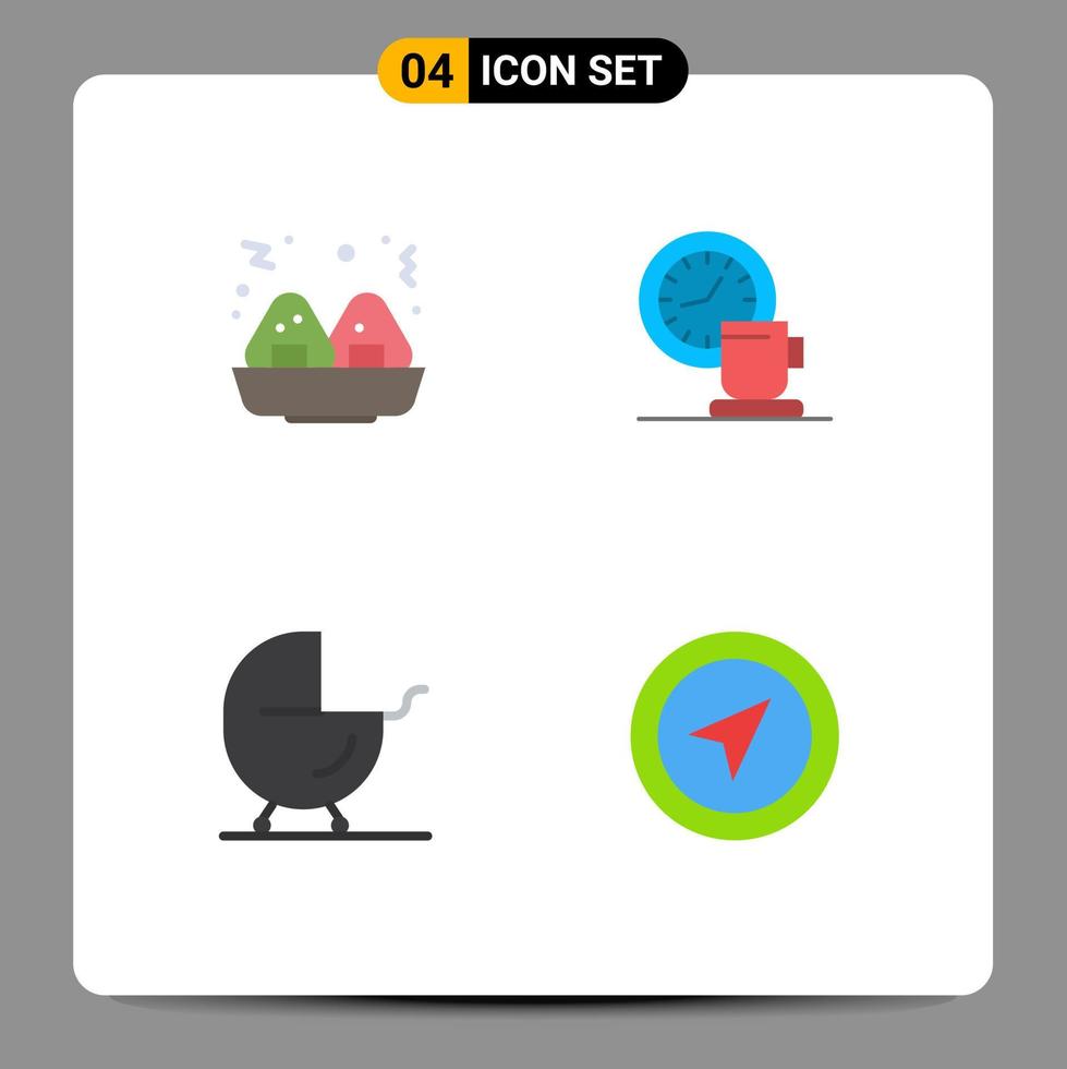 4 Thematic Vector Flat Icons and Editable Symbols of food carriage break event location Editable Vector Design Elements