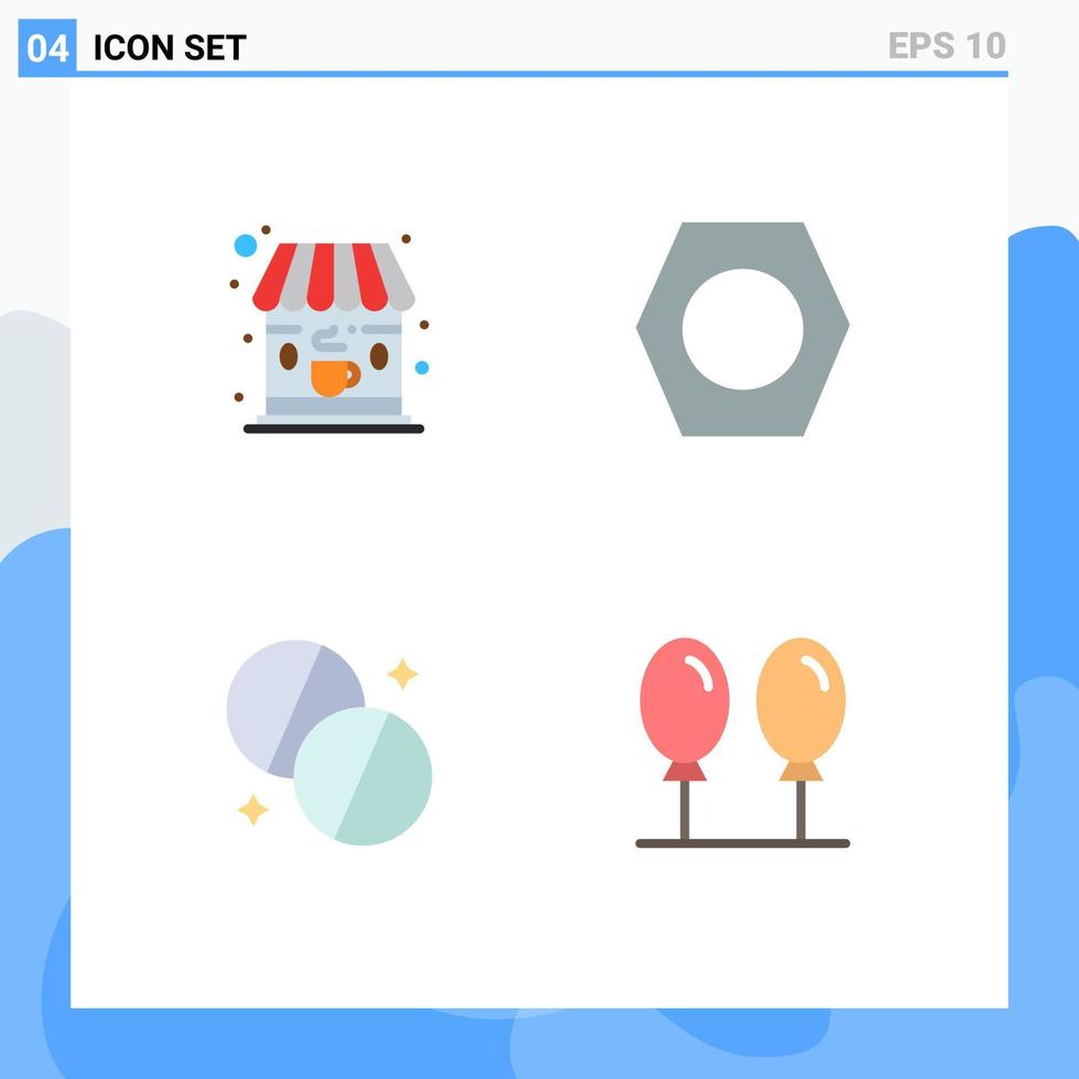 Pictogram Set of 4 Simple Flat Icons of cafe medicine arrow antibiotics balloon Editable Vector Design Elements
