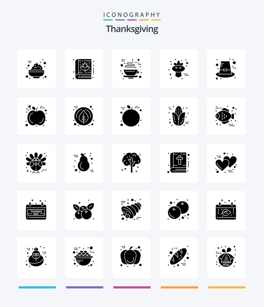 Creative Thanksgiving 25 Glyph Solid Black icon pack  Such As holiday. autumn. coffee. thanksgiving. bird vector