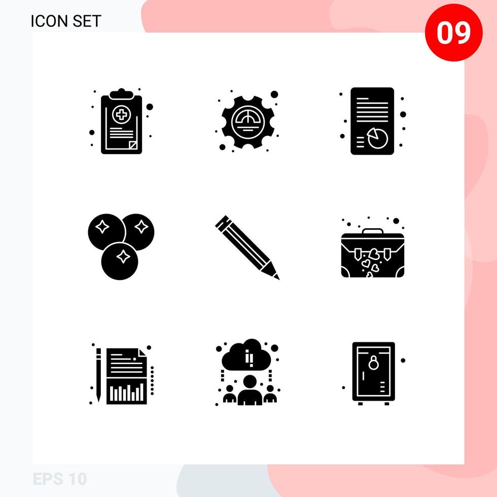 Set of 9 Modern UI Icons Symbols Signs for education food productivity drink strategic Editable Vector Design Elements