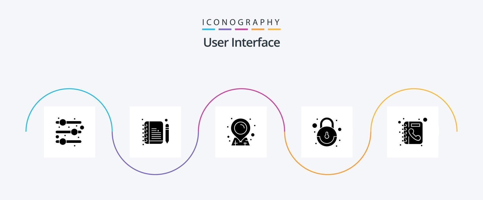 User Interface Glyph 5 Icon Pack Including . interface. phone book. directory vector