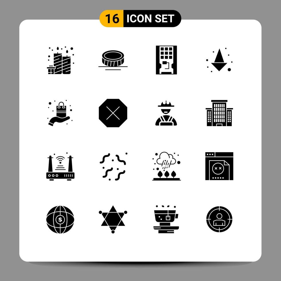 Set of 16 Modern UI Icons Symbols Signs for product present drive full arrow Editable Vector Design Elements