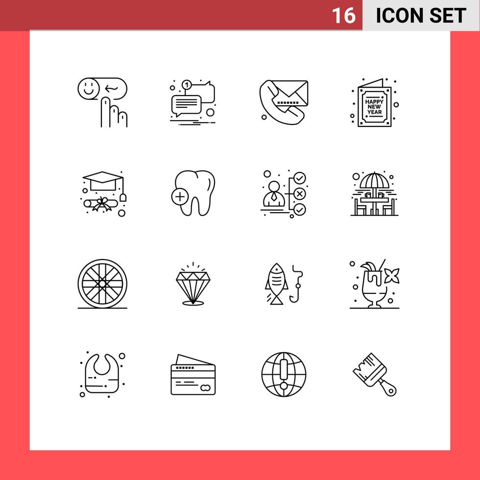 16 Outline concept for Websites Mobile and Apps new greetings unread card communication Editable Vector Design Elements