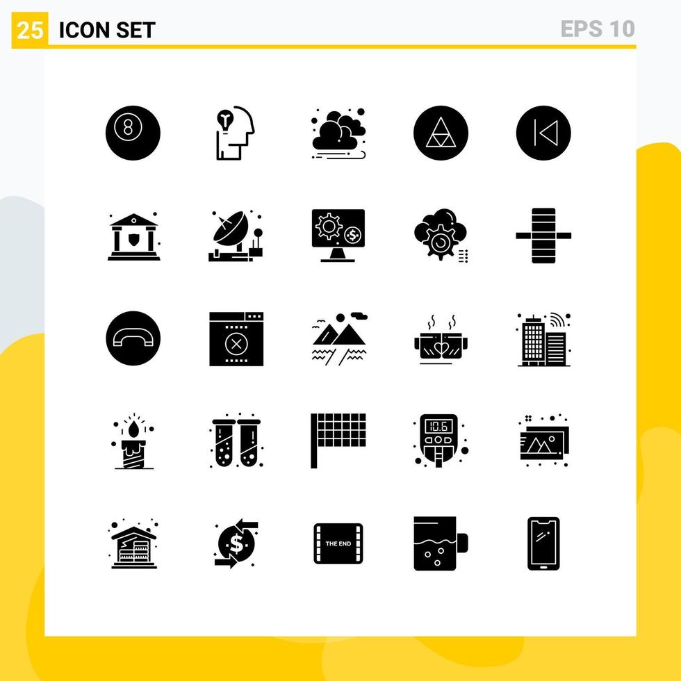 25 Thematic Vector Solid Glyphs and Editable Symbols of arrows arrow cloud symbols sign Editable Vector Design Elements