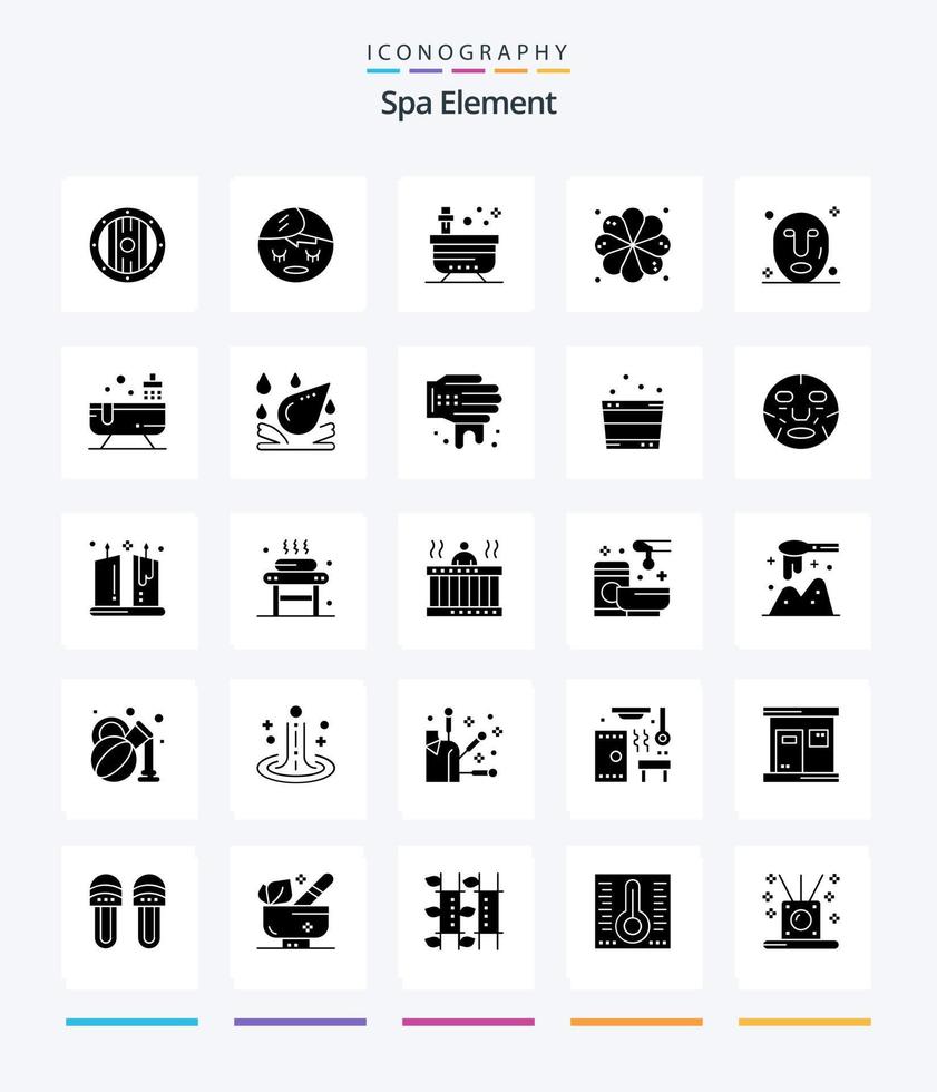 Creative Spa Element 25 Glyph Solid Black icon pack  Such As spa. facial. beauty. element. plumeria vector