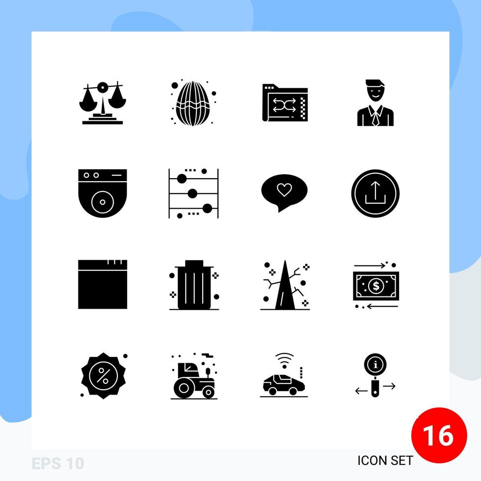 Mobile Interface Solid Glyph Set of 16 Pictograms of selection job backup executive management Editable Vector Design Elements