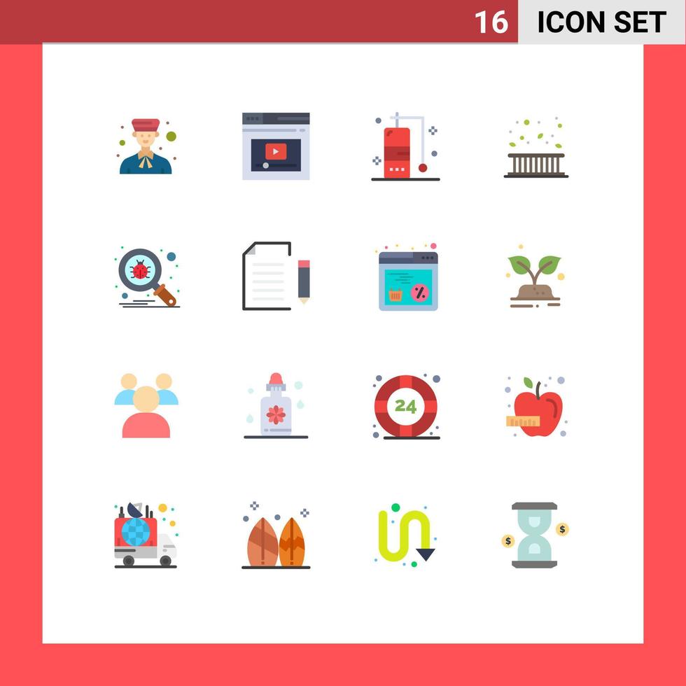 Modern Set of 16 Flat Colors and symbols such as leaf fence website border vacation Editable Pack of Creative Vector Design Elements