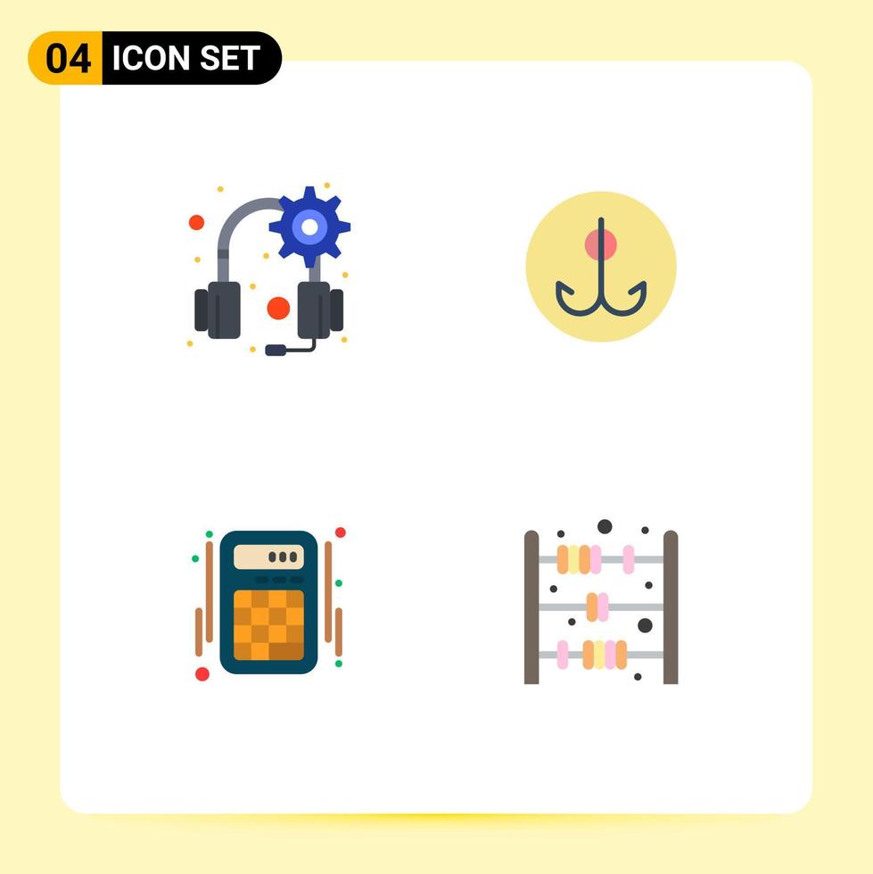 User Interface Pack of 4 Basic Flat Icons of gear interface decoy sport abacus toy Editable Vector Design Elements