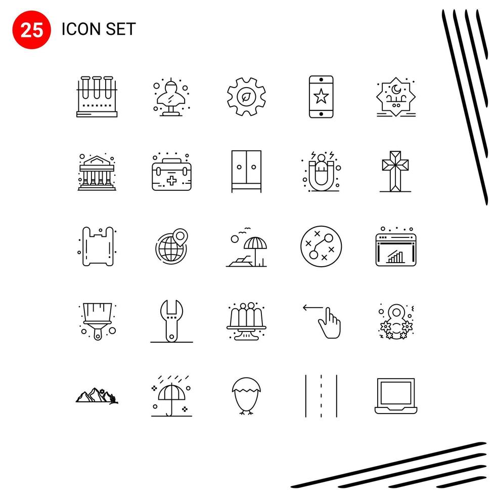 25 Thematic Vector Lines and Editable Symbols of smartphone award classic achievements energy Editable Vector Design Elements