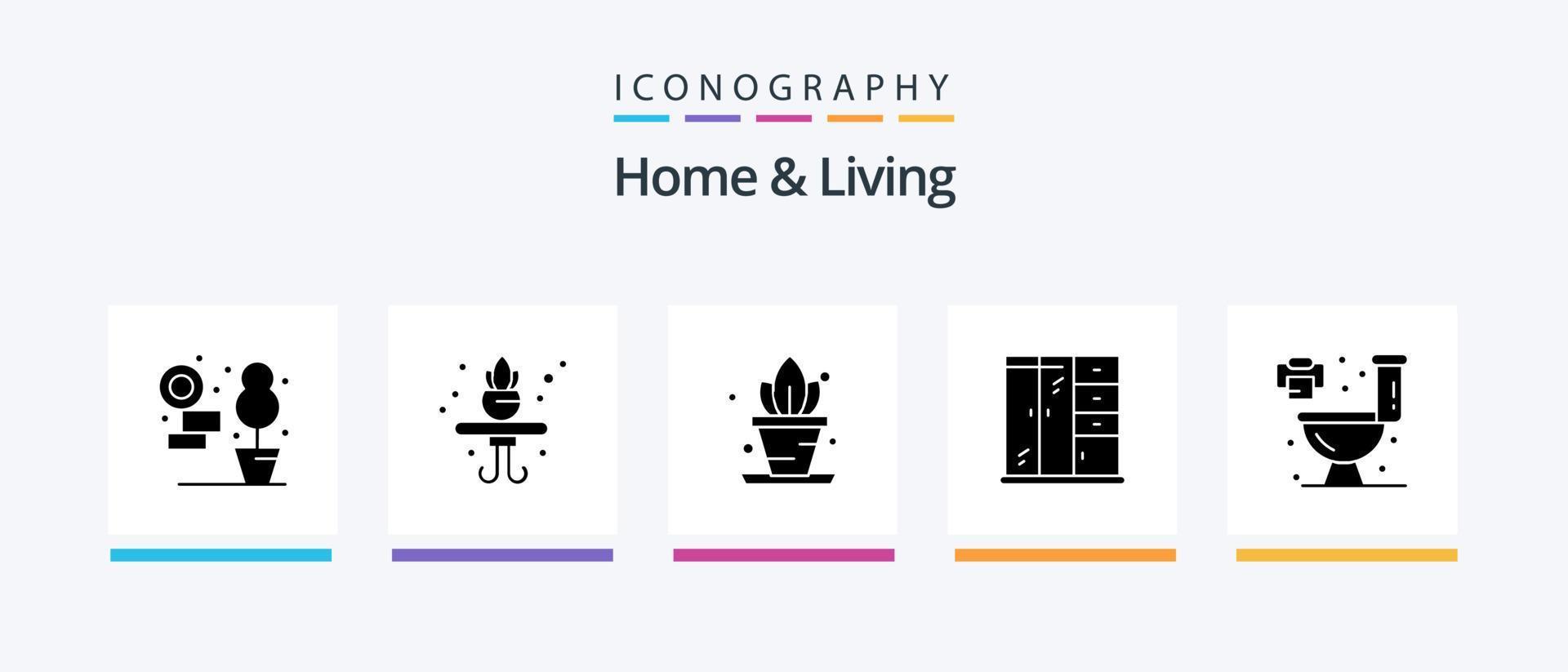 Home And Living Glyph 5 Icon Pack Including . cabinet. . Creative Icons Design vector