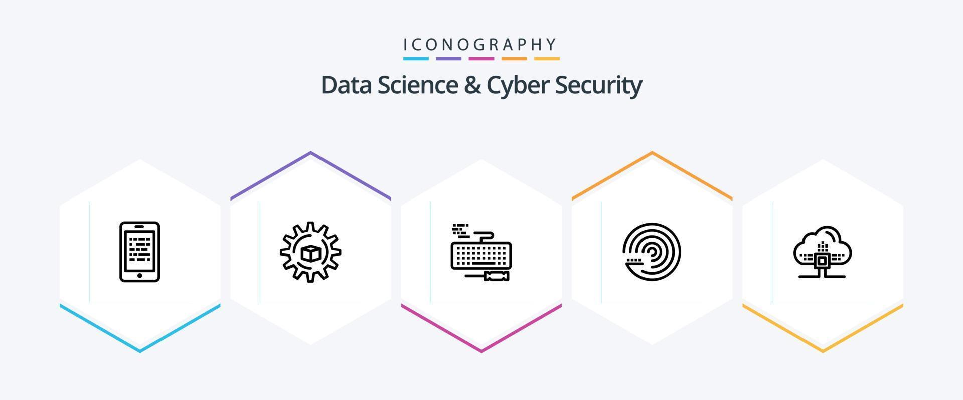 Data Science And Cyber Security 25 Line icon pack including based. forecasting model. scince. model. repair vector
