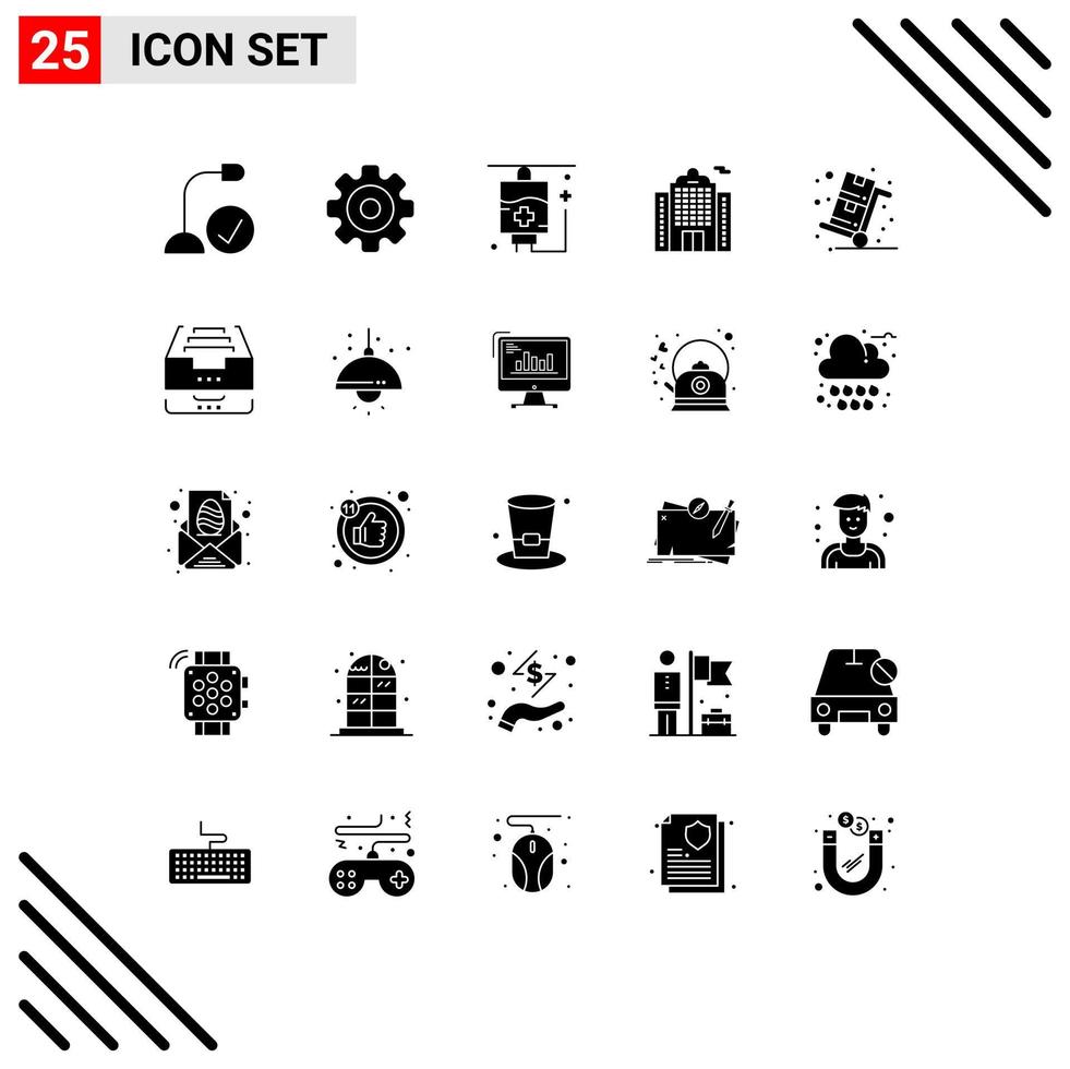 Group of 25 Modern Solid Glyphs Set for sales cyber monday multimedia house apartment Editable Vector Design Elements
