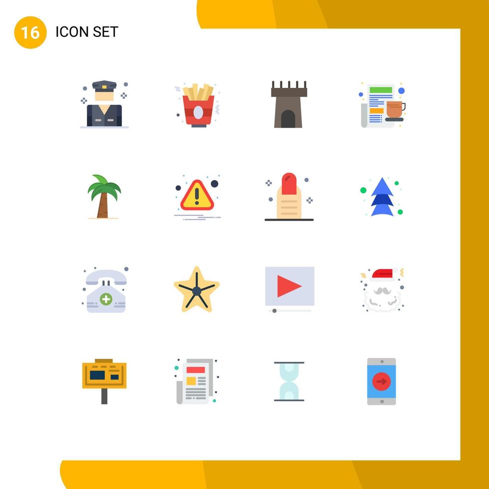 Group of 16 Flat Colors Signs and Symbols for indian global castle culture morning Editable Pack of Creative Vector Design Elements