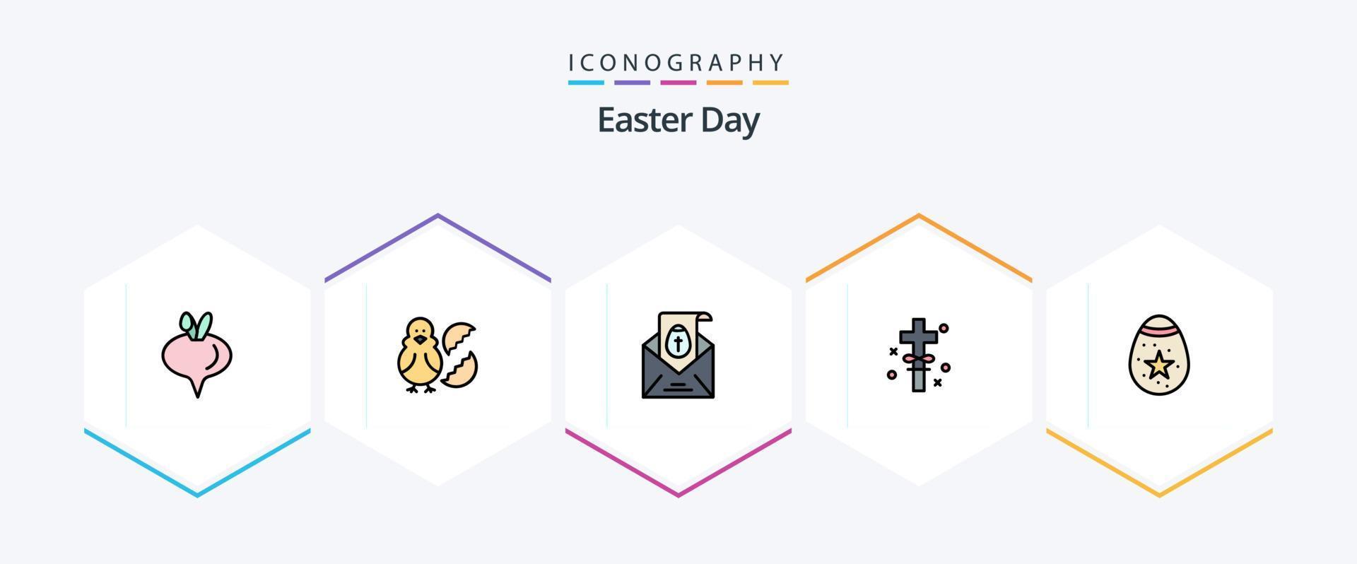 Easter 25 FilledLine icon pack including decoration. easter. massege. holy. cross vector