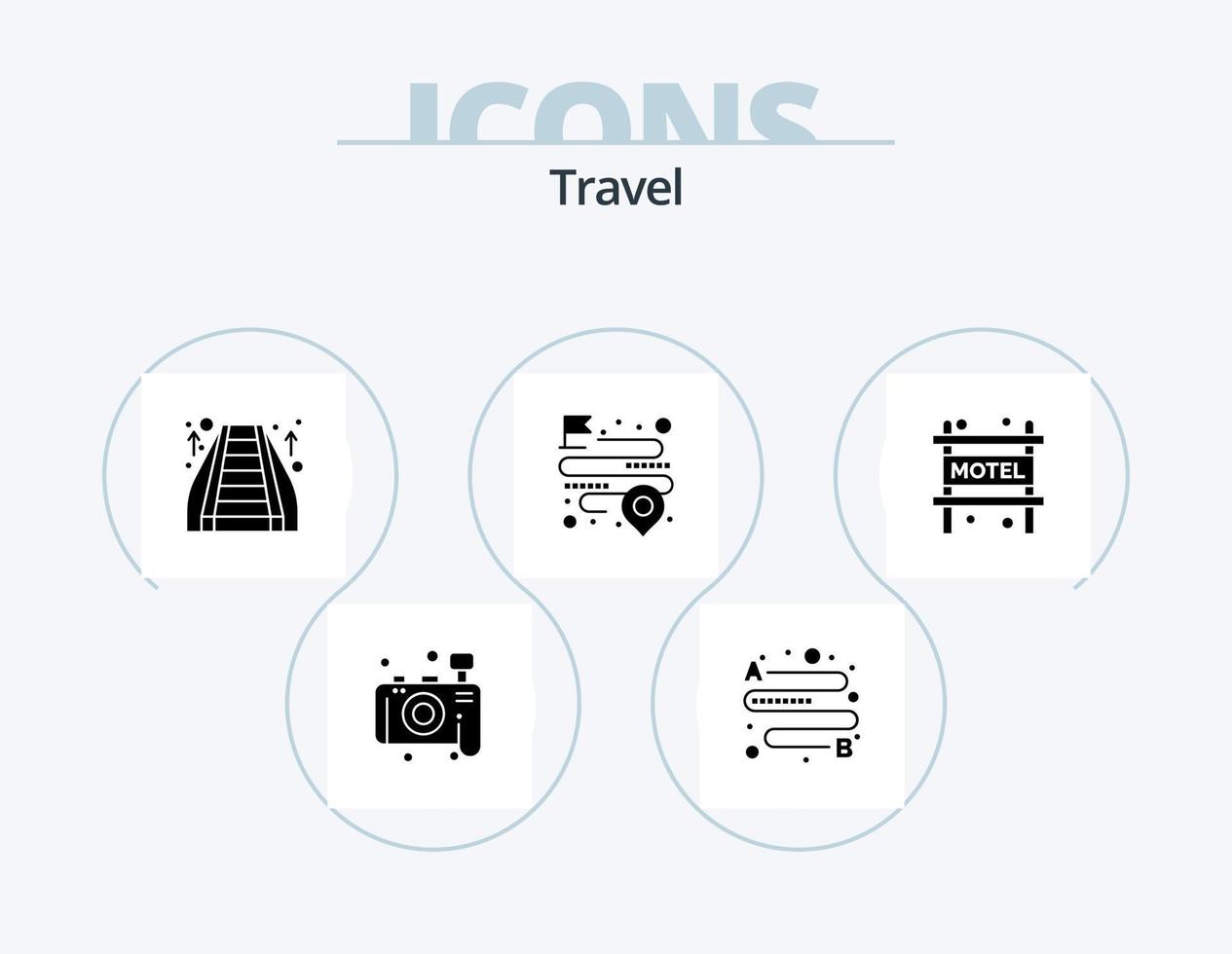 Travel Glyph Icon Pack 5 Icon Design. . motel. staircase. accommodation. map vector