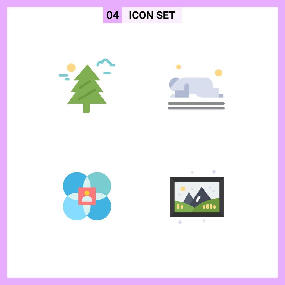 Universal Icon Symbols Group of 4 Modern Flat Icons of forest character canada namaz human Editable Vector Design Elements