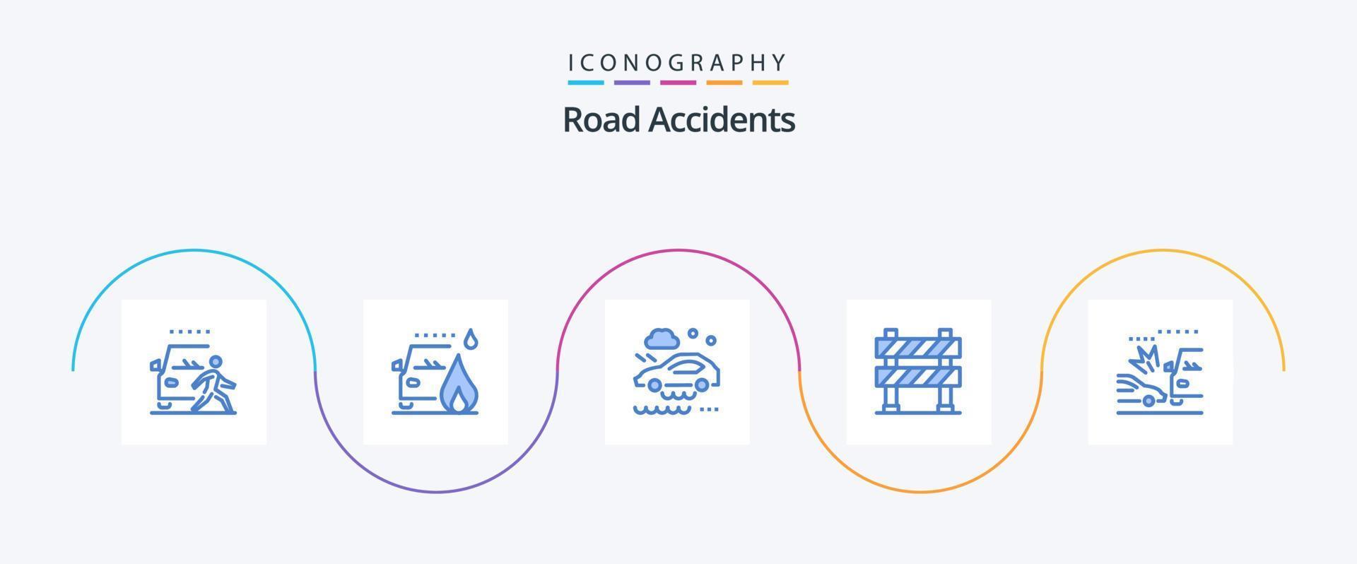 la carretera accidentes azul 5 5 icono paquete incluso debajo construcción. construcción barrera. la carretera. Perímetro. mojado la carretera vector