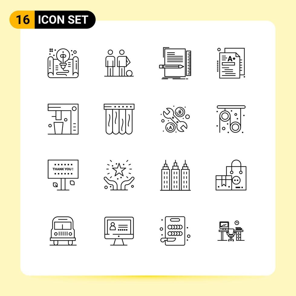 Group of 16 Modern Outlines Set for grade test friends script file Editable Vector Design Elements