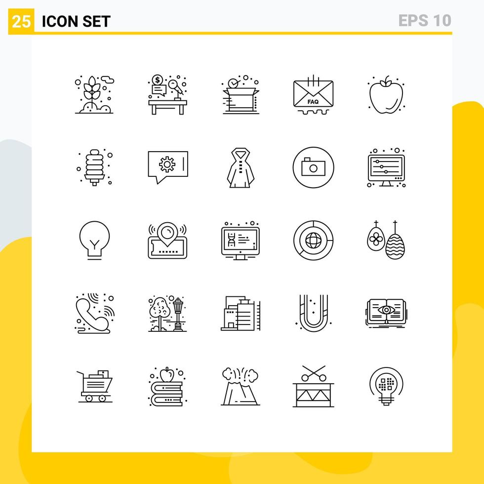Set of 25 Modern UI Icons Symbols Signs for mail email job contact shipping Editable Vector Design Elements