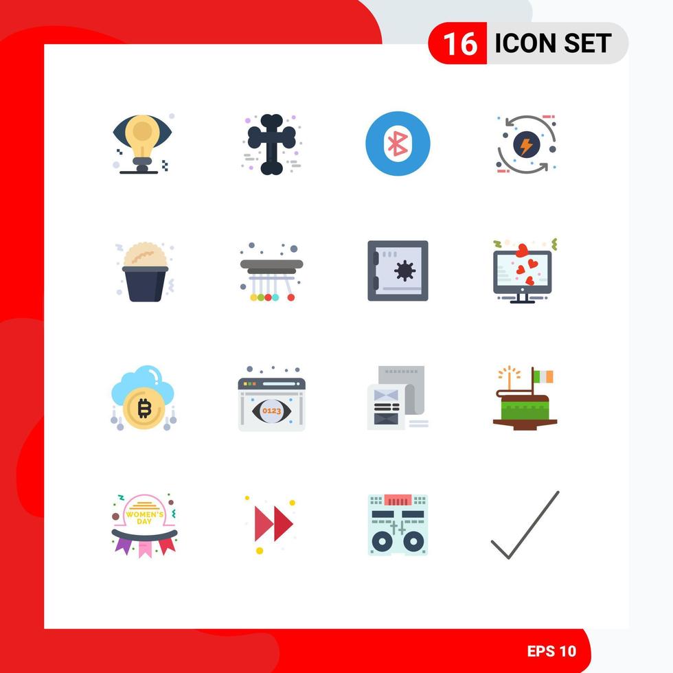 16 Thematic Vector Flat Colors and Editable Symbols of eco control scary process system Editable Pack of Creative Vector Design Elements