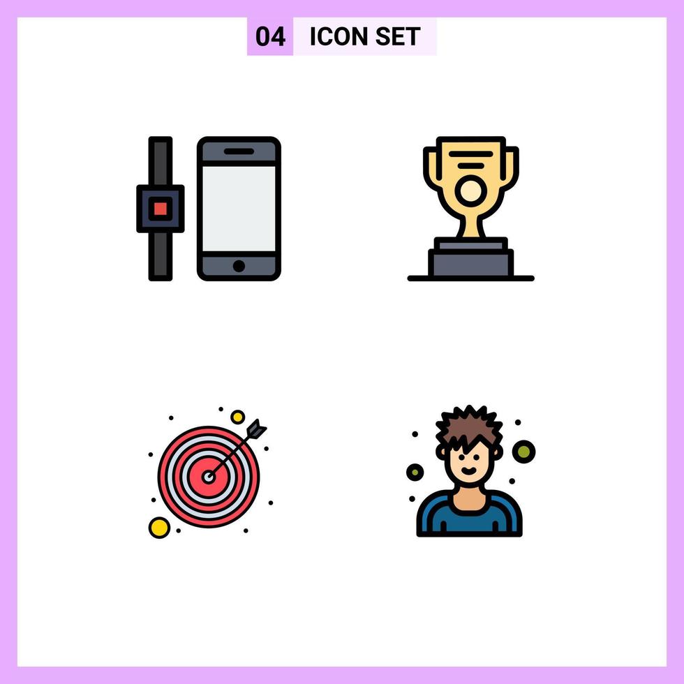 4 Creative Icons Modern Signs and Symbols of connect target job cup athlete Editable Vector Design Elements