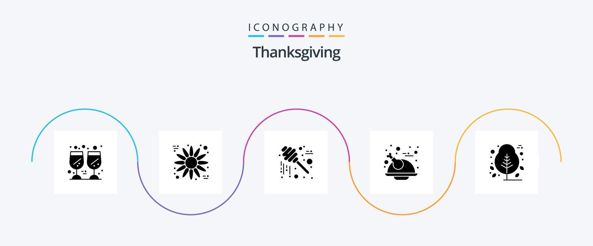 Thanksgiving Glyph 5 Icon Pack Including plant. thanks day. jar. chicken. thanksgiving vector