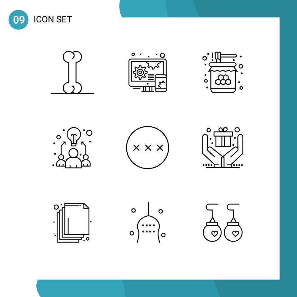 9 Creative Icons Modern Signs and Symbols of security protection jar password team Editable Vector Design Elements