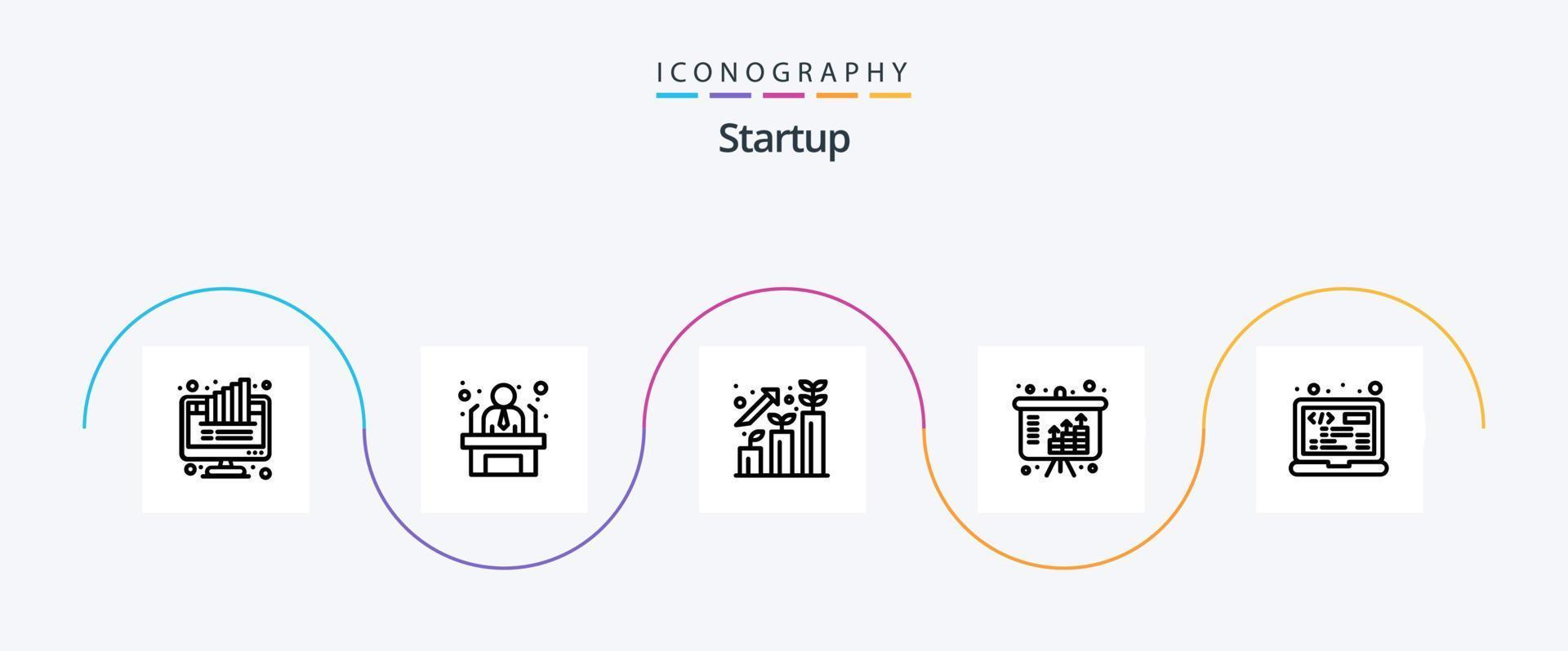 puesta en marcha línea 5 5 icono paquete incluso codificación. ingreso. negocio empleado. crecimiento. lucro vector