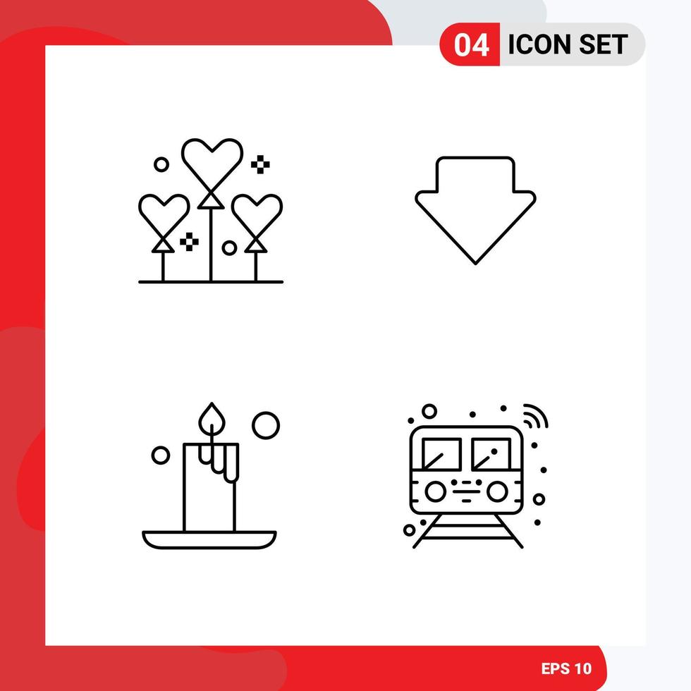 User Interface Pack of 4 Basic Filledline Flat Colors of balloon light valentine downlod public Editable Vector Design Elements