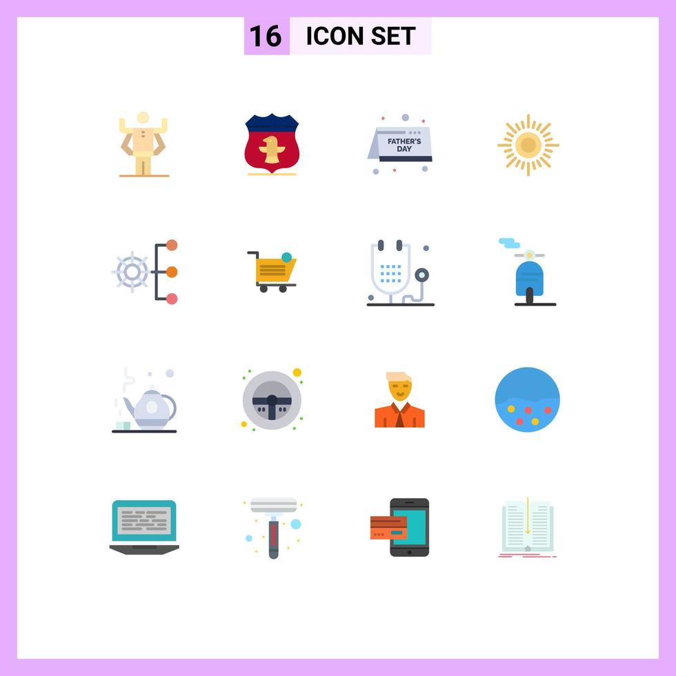 16 Universal Flat Colors Set for Web and Mobile Applications corporate company calendar weather sun Editable Pack of Creative Vector Design Elements