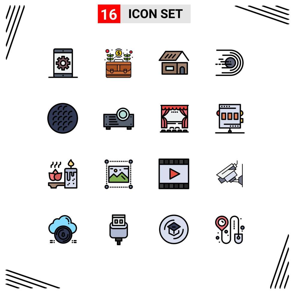 Set of 16 Modern UI Icons Symbols Signs for light comet money asteroid construction Editable Creative Vector Design Elements