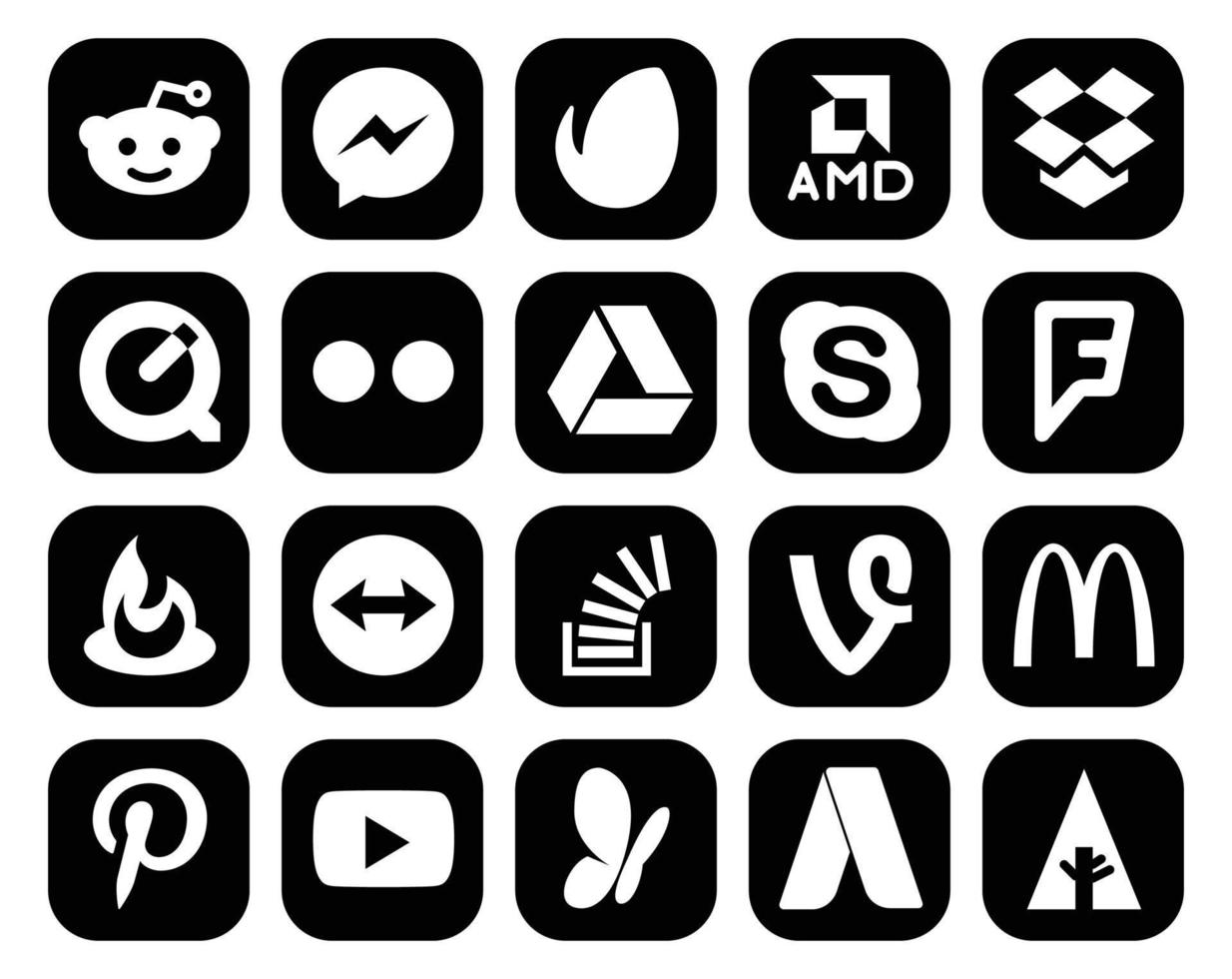 20 Social Media Icon Pack Including vine stock skype question teamviewer vector