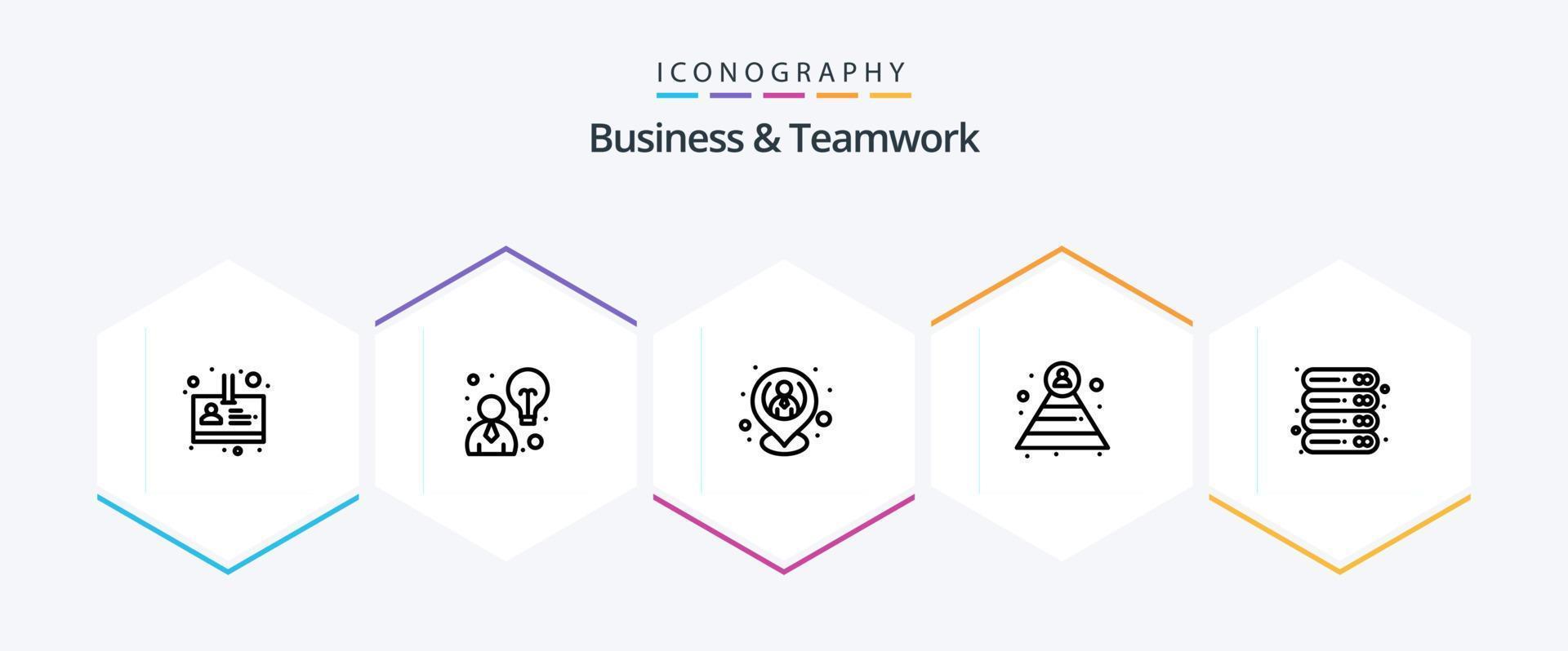 Business And Teamwork 25 Line icon pack including server. device. human. data. pyramid vector