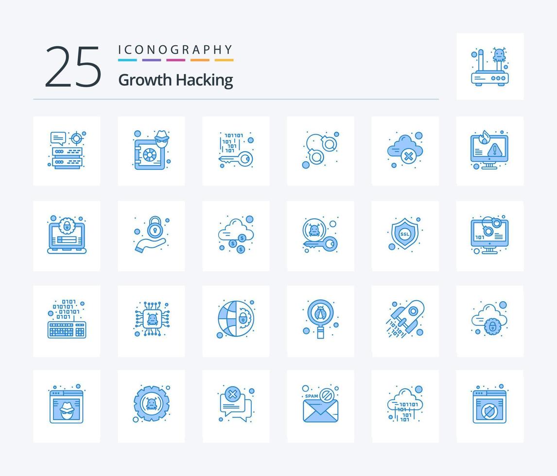 Hacking 25 Blue Color icon pack including jail. bandit. lock. arrest. private vector