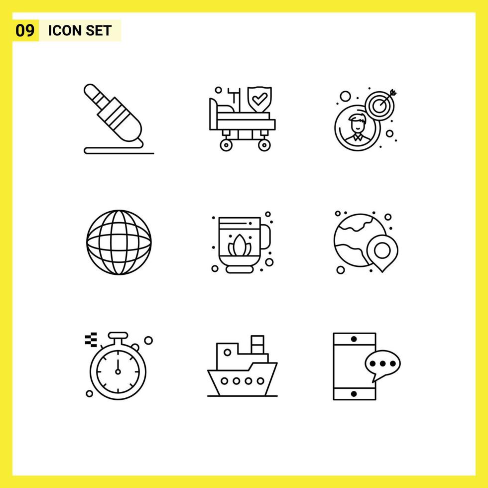 9 Creative Icons Modern Signs and Symbols of lotus jag business world globe Editable Vector Design Elements