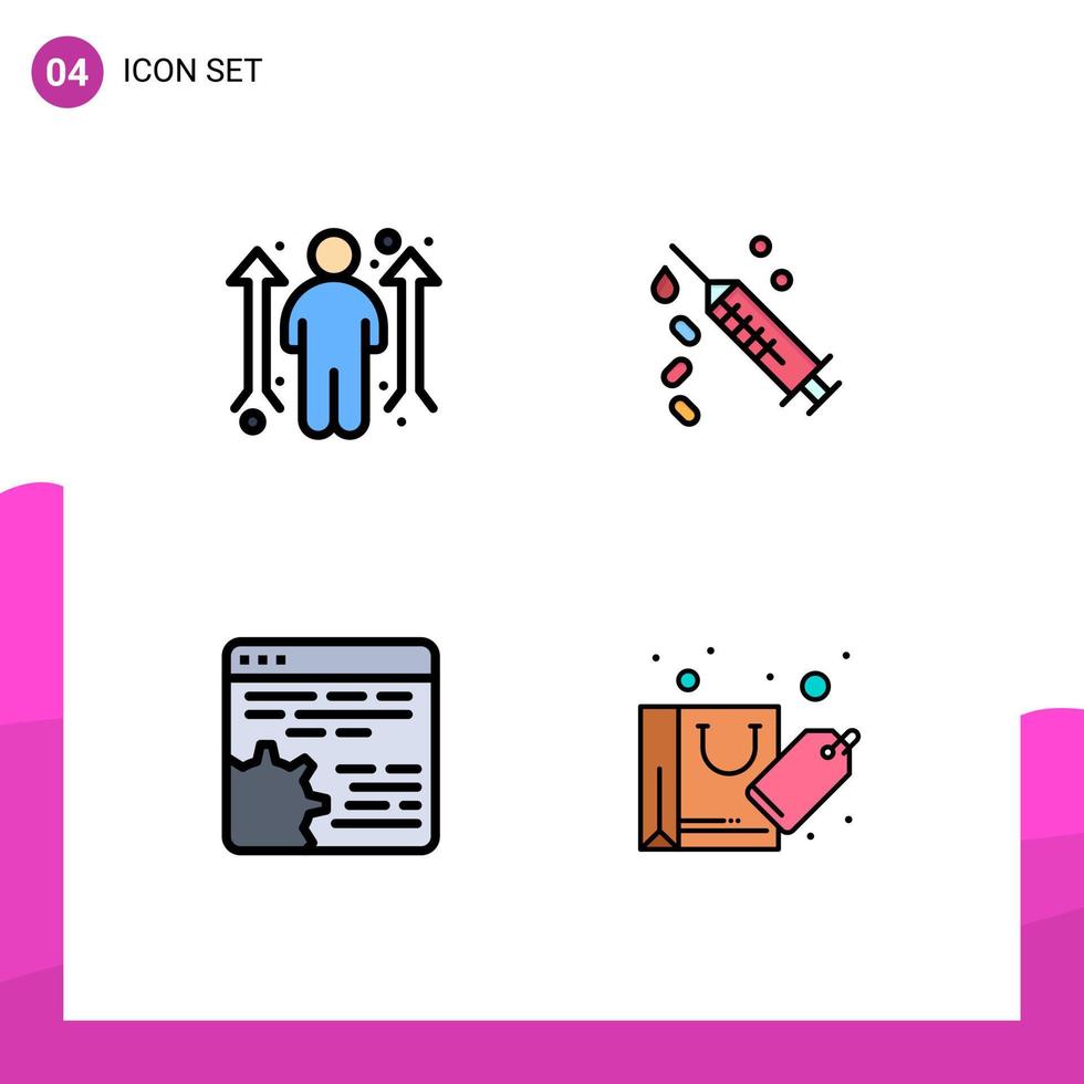 4 Universal Filledline Flat Colors Set for Web and Mobile Applications business opportunity code opportunity vaccine setting Editable Vector Design Elements