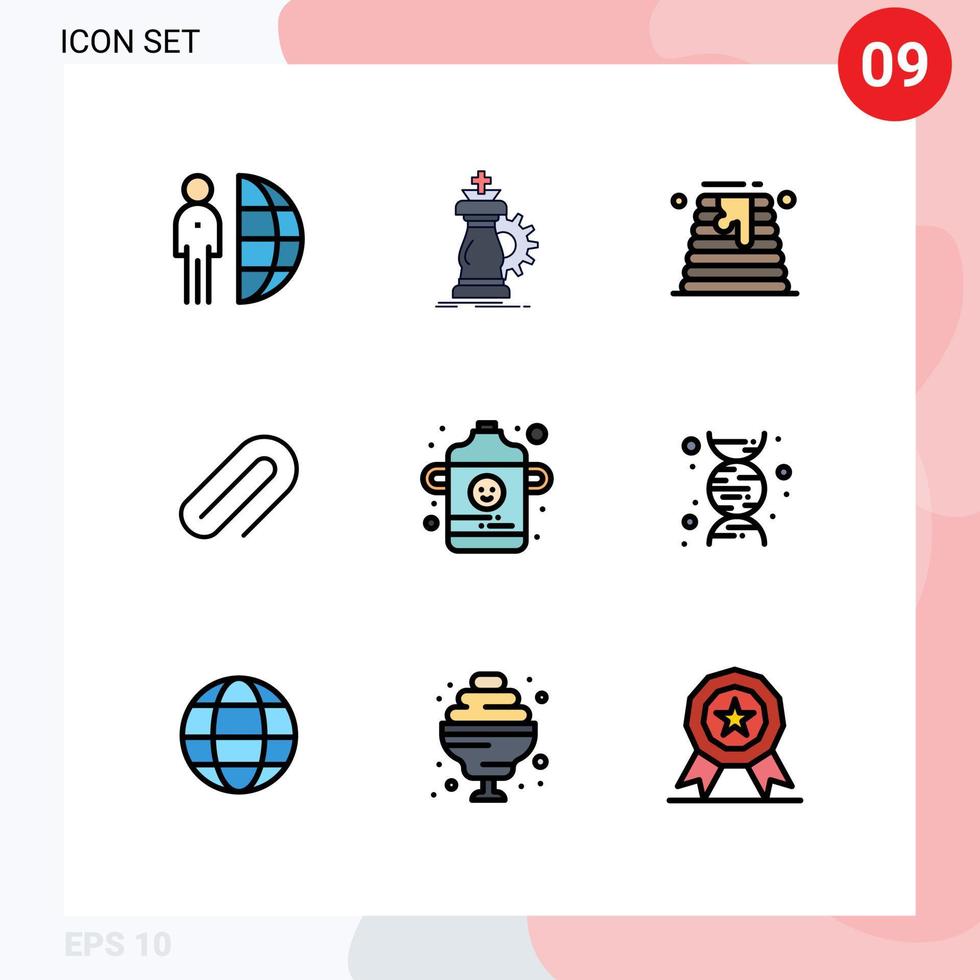 Set of 9 Modern UI Icons Symbols Signs for pin metal knight clip wedding Editable Vector Design Elements